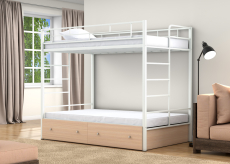 Для подростков, Двухъярусная кровать Валенсия 120 Твист ящики дуб молочный