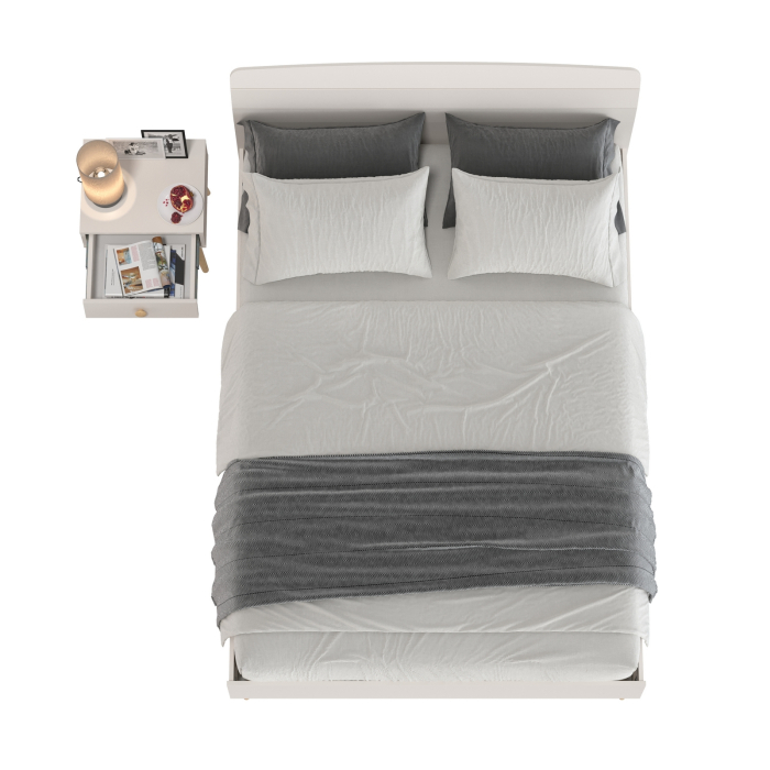 Спальные гарнитуры, Прикроватная тумбочка Афина с кроватью со спальным местом на 1400