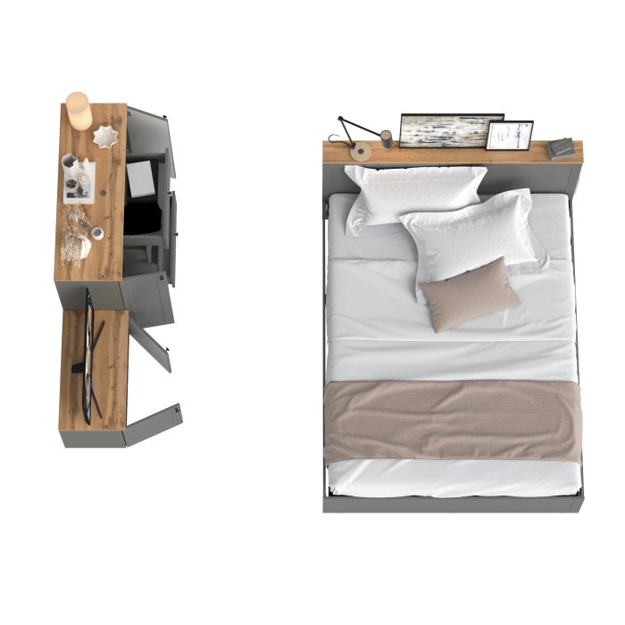 Спальные гарнитуры, Кровать Остин со спальным местом 1600 с ортопедическим основанием с тумбой с дверками и комодом 16.221