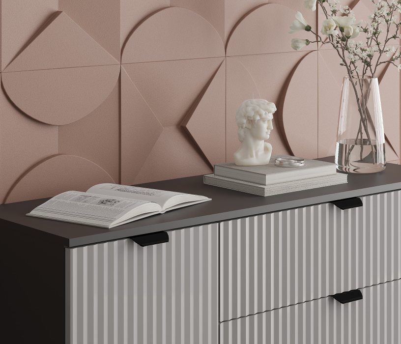 Комоды, Комод Тренд СБ-3446 3 ящика, 1 дверь Диамант серый/МДФ Джаз серый