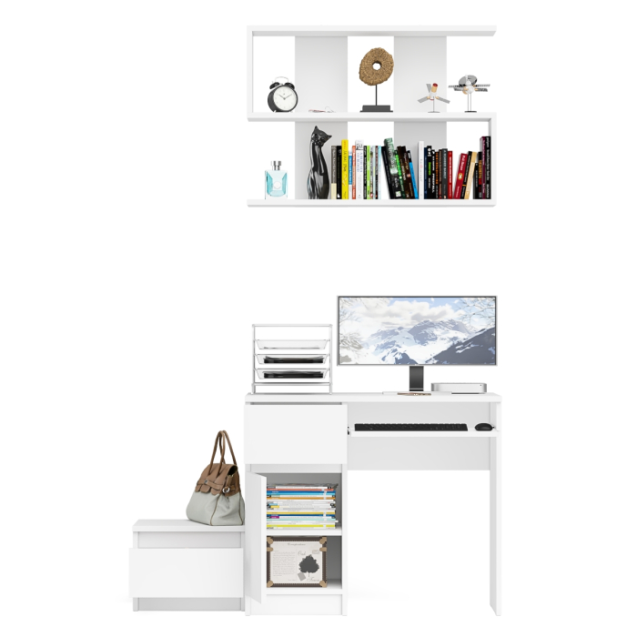 Прямые компьютерные столы, Стол компьютерный Мори МС-1 левый с тумбой и полкой 900