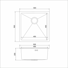 Мойка подст.монтаж 50х50 (3,0) с сифоном