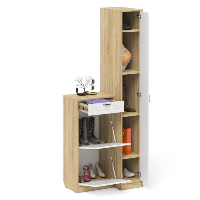 Прихожие, Обувница П-6 с пеналом П-6-500 фрезеровка прованс