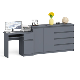 Комод-тумба ящики и дверки Мори 1600 и стол компьютерный МС-1 правый