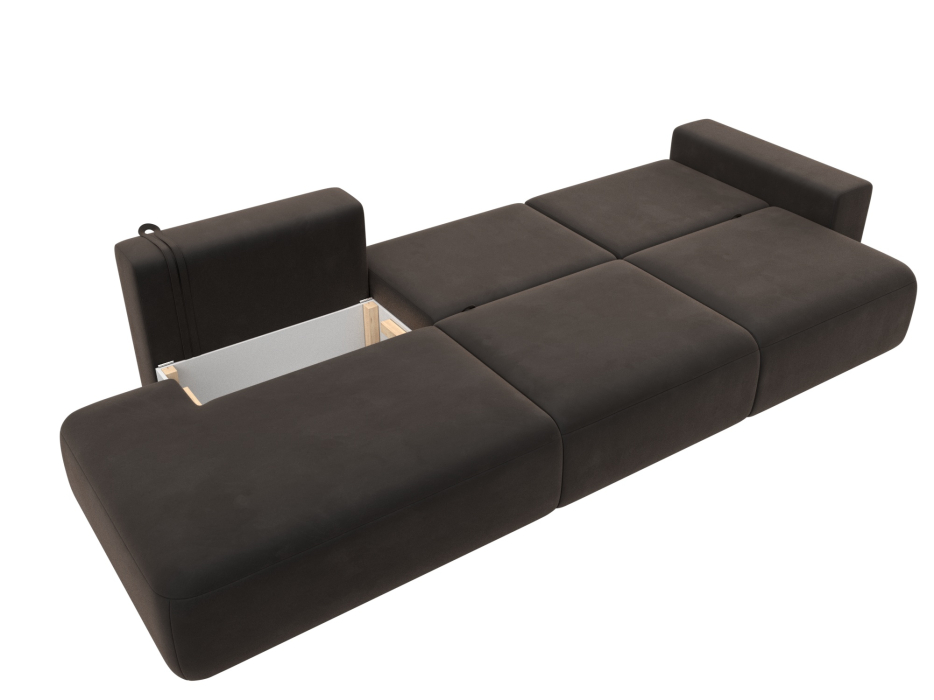 Диваны еврокнижки, Диван прямой Лига-036 Модерн Лонг подлокотник справа, велюр