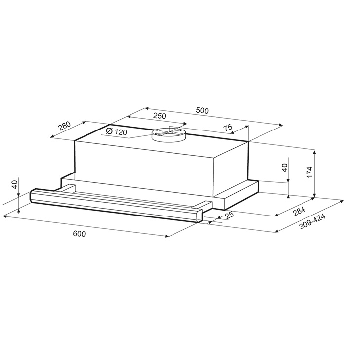 Вытяжки, Вытяжка кухонная KAMILLA 600 E1M white