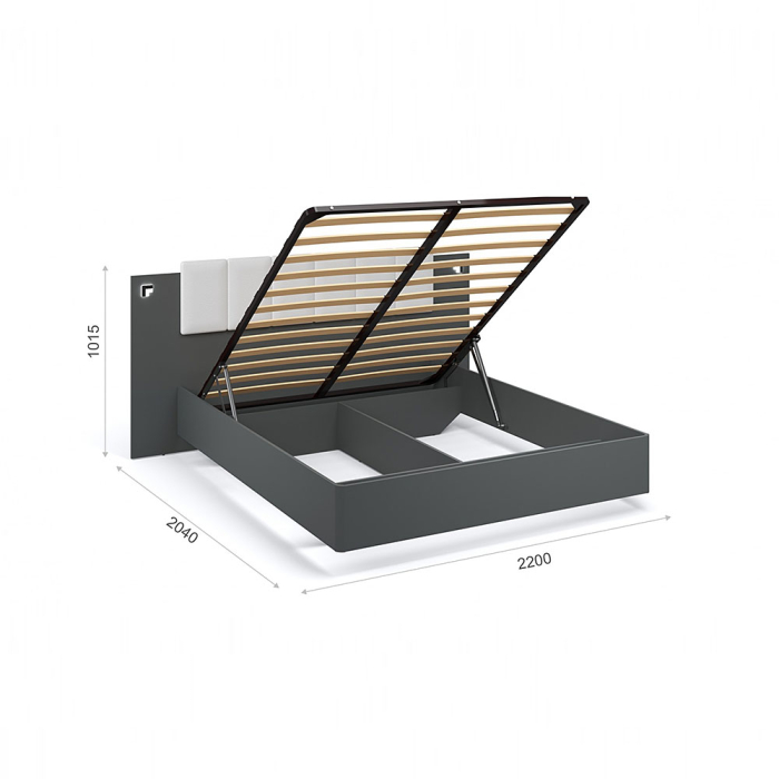 Кровати с мягким изголовьем, Кровать Мишель 160 МИ, с подъемным механизмом, антрацит