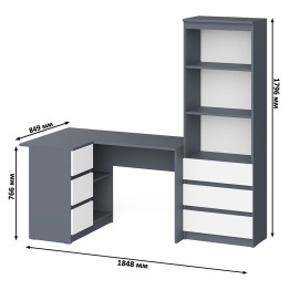 Стеллаж-комод Мори МСТ600 3 ящика и стол угловой компьютерный МС-16 левый