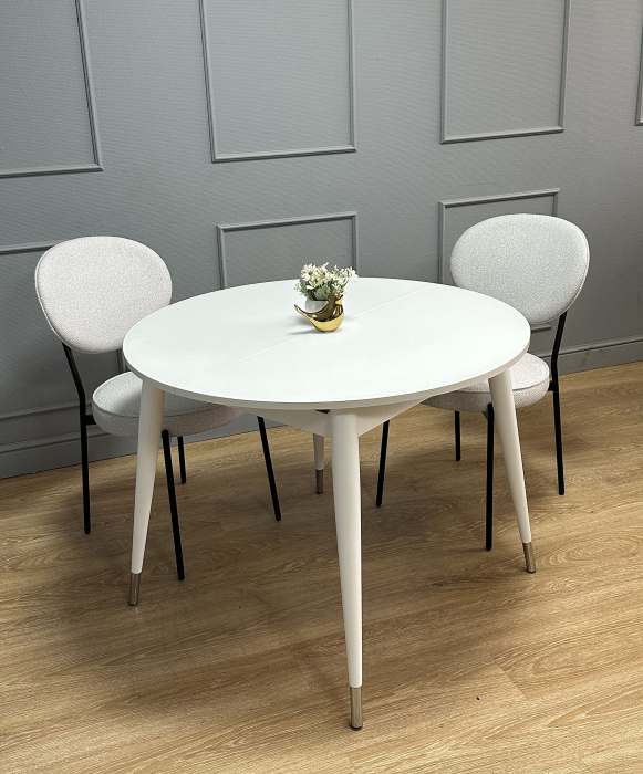 Обеденные столы, Стол Kenner K1000 раздвижной, стекло белое сатин