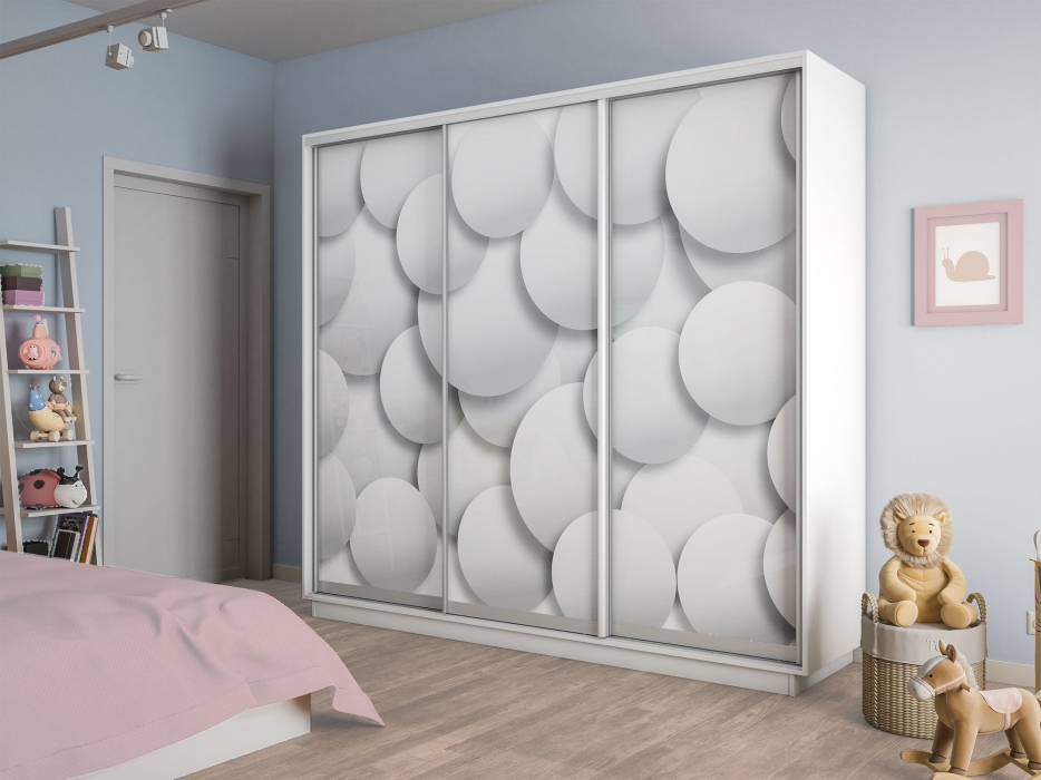 Шкафы-купе 3-х дверные, Шкаф-купе Экспресс 3-х дверный Фотопечать Шары Стекла 210х60х220