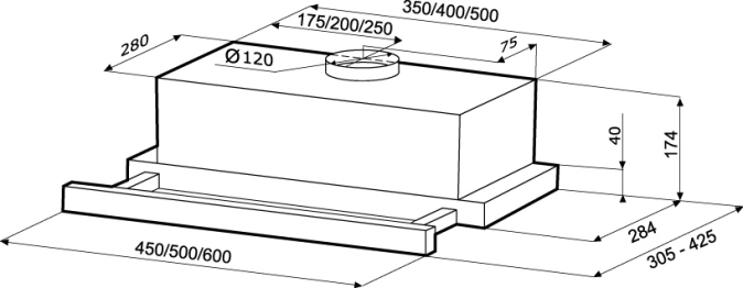Вытяжка кухонная KRONA KAMILLA 450 INOX ( 1 мотор)