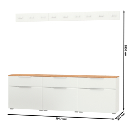 Три тумбы для обуви с ящиками и вешалки для верхней одежды Октава