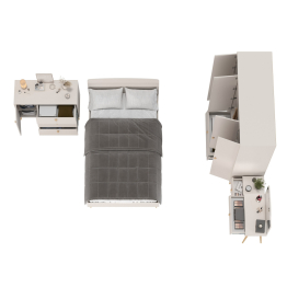 Кровать 1200 с четырёх-дверным шкафом с трюмо и комодом Афина