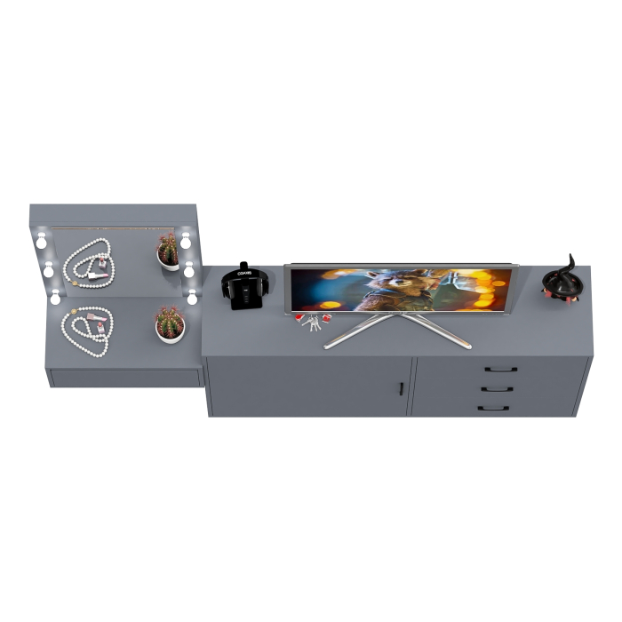 Туалетные столики, Стол косметический навесной с подсветкой и комод 122-1504