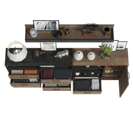 Два комода с ящиками с навесной полкой и комод с ящиком и дверкой в гостиную Трувор