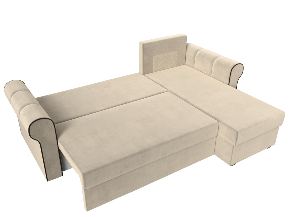 Диваны угловые в гостиную, Угловой диван-кровать Рейн, еврокнижка, микровельвет, правый