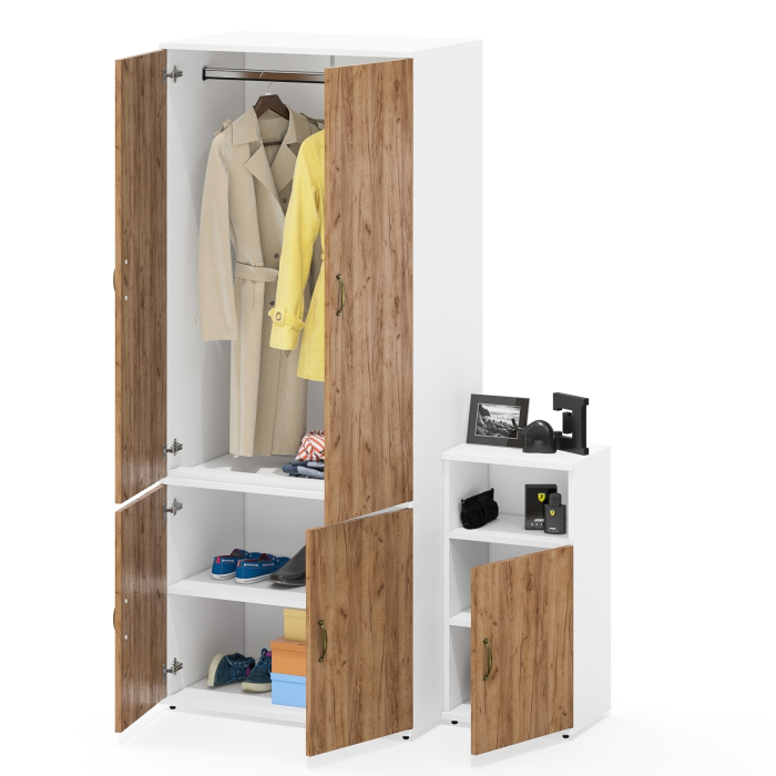 Домашние кабинеты, Шкаф глубокий с вешалкой и полкой и тумба с нишей 3.19 Лидер-8