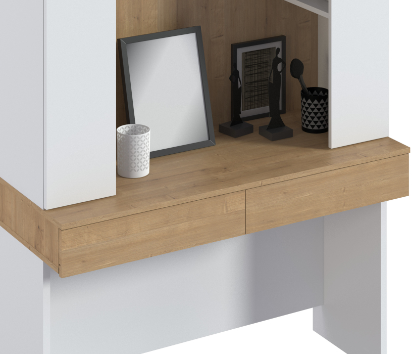 Прямые компьютерные столы, Стол с надстройкой Мальта СБ-3267 Белый,Дуб Гамильтон/МДФ Белый