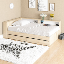 Ксения 1200 кровать с ящиками, ящиком для белья и прикроватным блоком для вещей