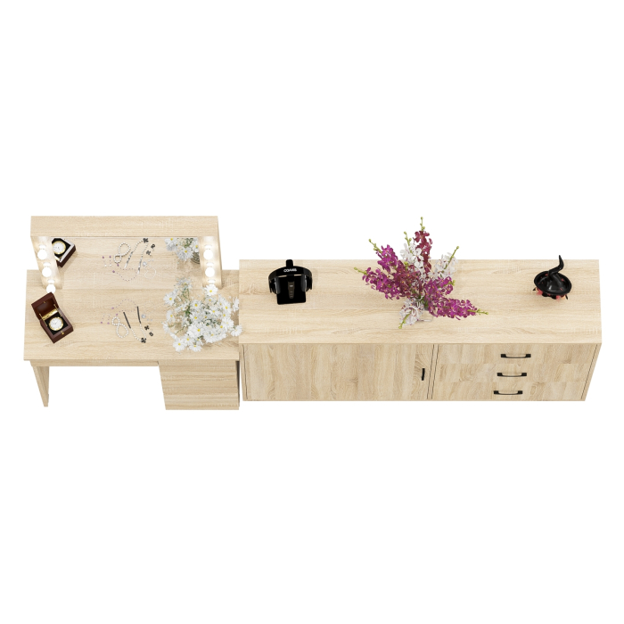 Туалетные столики, Столик косметический с подсветкой Сура и тумба-комод 122-1504