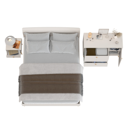 Двуспальная кровать 1600 Афина с тумбой-комодом и прикроватной тумбочкой