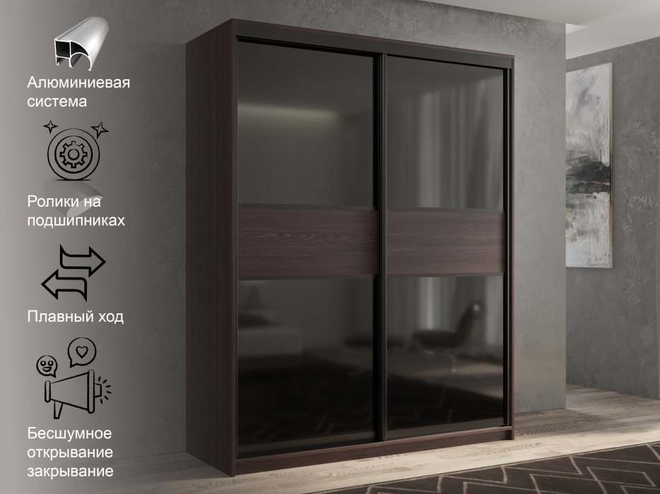 Шкафы-купе 2-х дверные, Шкаф-купе 2х дверный Кааппи 12 160х45