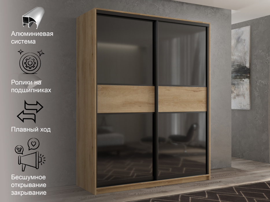 Шкафы-купе 2-х дверные, Шкаф-купе 2х дверный Кааппи 12 120х60