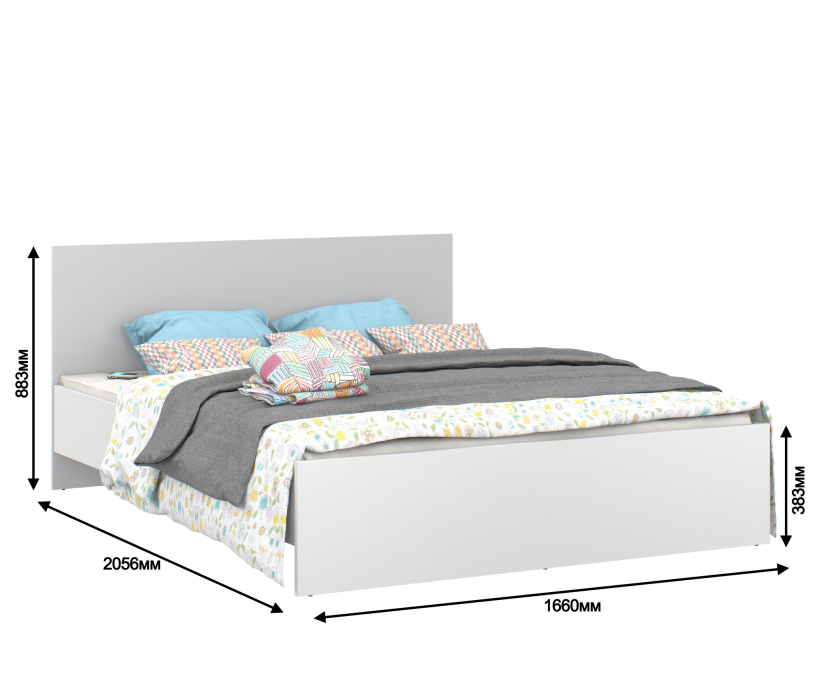 Кровати 160 см, Медея СБ-2311.Н Кровать Белый с основанием