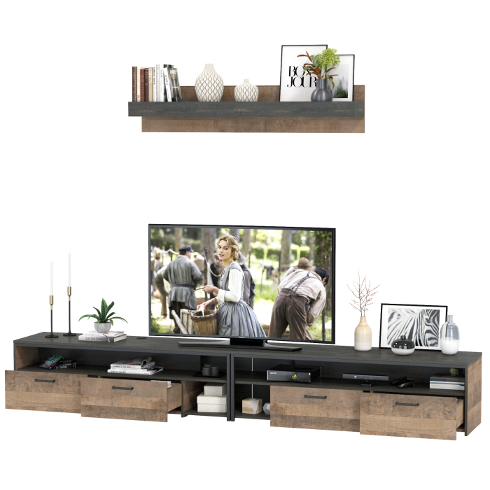 Стенки для гостиной, Две ТВ-тумбы Трувор с навесной полкой
