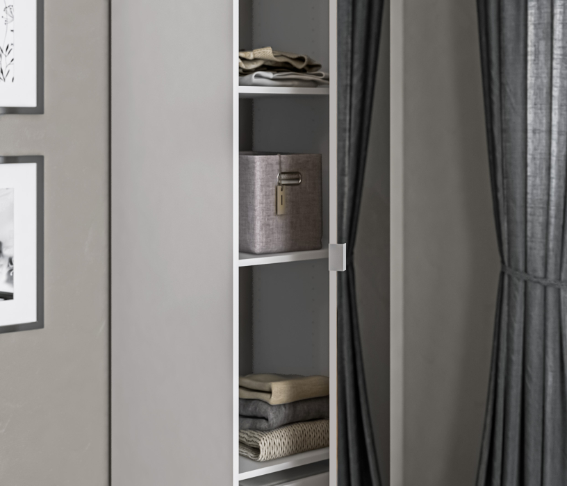 Шкафы пеналы, Шкаф-пенал МАКС 500  с зеркалом Белый/МДФ Белый матовый