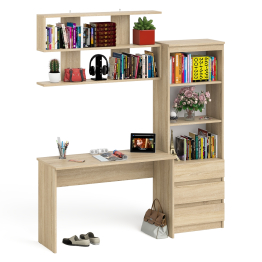 Стеллаж-комод Мори с письменным столом на 1200 и навесной полкой на 1200