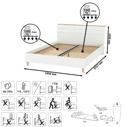 Кровать Муссон 1600 с ортопедическим основанием с тумбочкой и комодом с зеркалом