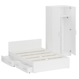 Двуспальная Кровать с ящиками 1400 со шкафом для одежды 2-х створчатым Стандарт