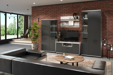 Модульная гостиная Грейс композиция 3 Снежный Ясень