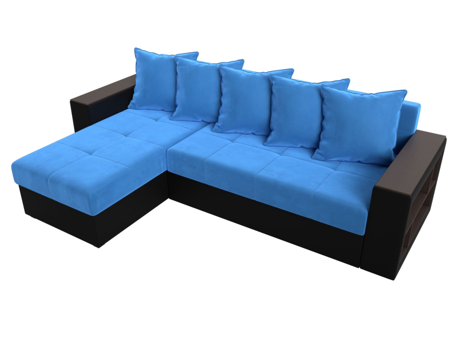 Диваны угловые в гостиную, Диван угловой Дубай Лайт, велюр/экокожа, левый угол