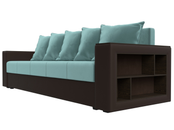 Диван прямой Дубай Лайт полки справа, велюр/экокожа