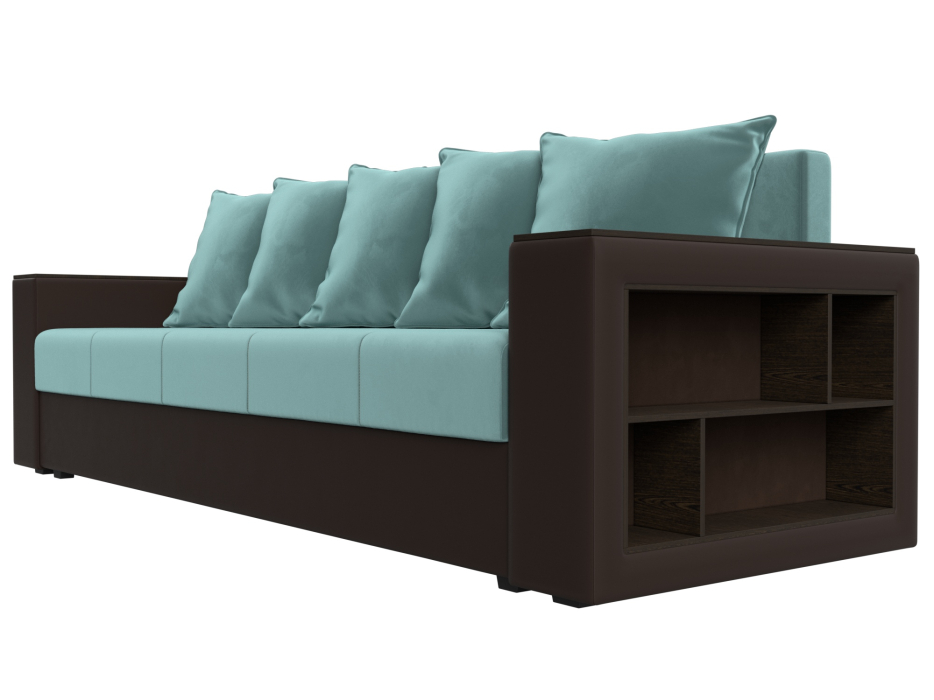 Диваны прямые, Диван прямой Дубай Лайт полки справа, велюр/экокожа