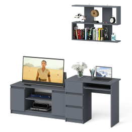 Мори стол компьютерный МС-6 левый с тумбой МТВ1200.1 и навесной открытой полкой