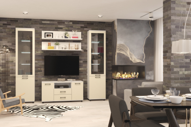 Модульная гостиная Грейс композиция 1  Снежный Ясень