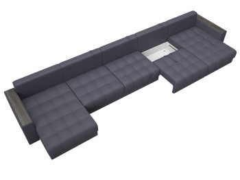 Диван П-образный с декором Лига-049 НПБ Мегалонг, экокожа GRIFON