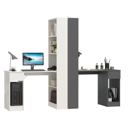 Два письменных стола Лайт 10.01 со шкафом с полками