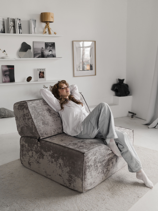 Кресло для отдыха, Бескаркасное кресло Клайд,плюше