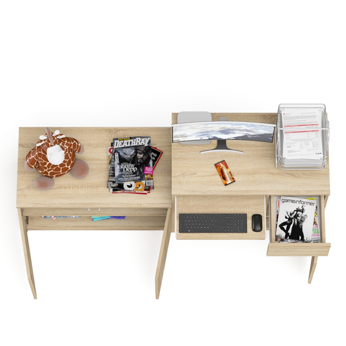 Прямые компьютерные столы, Тумба Мори МА900-1 и стол компьютерный Мори МС-1 правый