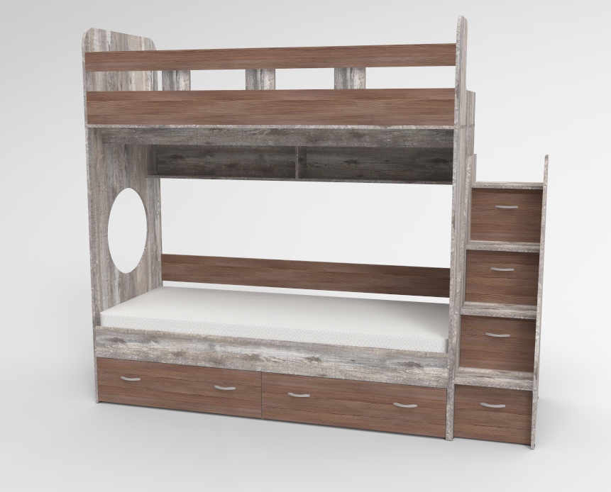 Для подростка, Трехъярусная кровать Юниор,  Бетон