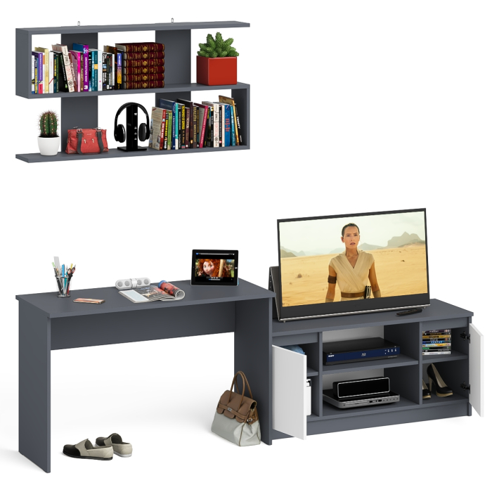 Прямые компьютерные столы, Широкая тумба Мори 1200 с письменным столом 1200.1 и полкой 