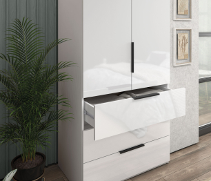 Шкаф 2-х дверный с полками и ящиками, 90 см Люкс