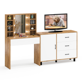 Туалетный столик с подсветкой 115 и комод с дверкой и 3-мя ящиками 122-1204