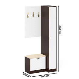 Вешалка для верхней одежды с обувницей с мягким сиденьем и пенал П-6-500 фрезеровка ромб