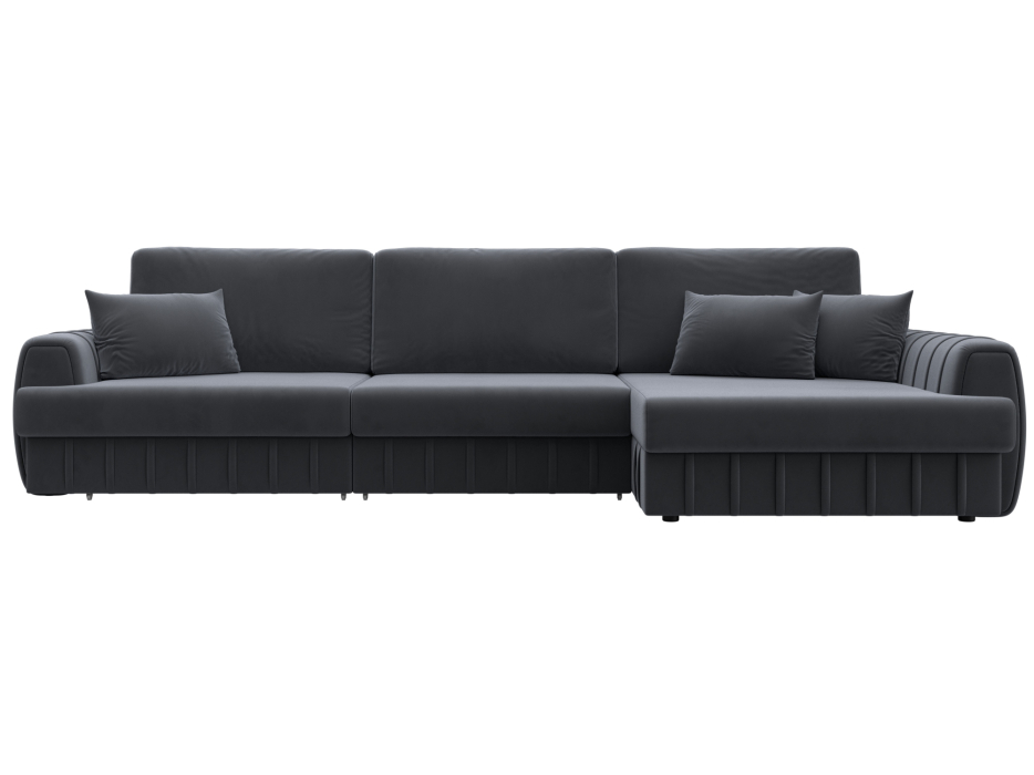 Диваны угловые в гостиную, Диван угловой Лига-057 НПБ Лонг угол правый, велюр SEVEN