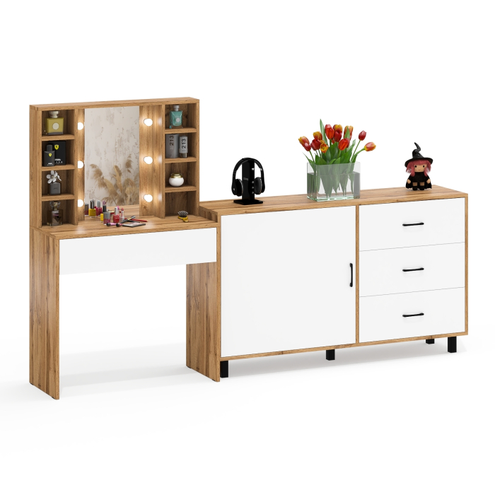 Туалетные столики, Столик туалетный с полочками и с подсветкой и комод 122-1504